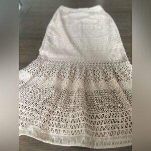 ASOS Cream Lace Peplum Midi Skirt NWT‎ !@@